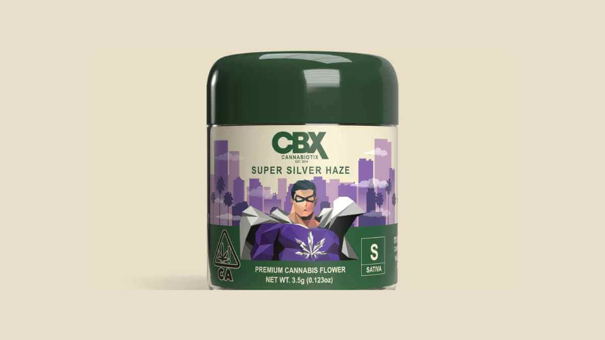 Cannabiotix (CBX) Super Silver Haze strain, a cross of the Skunk #1 strain, Northern Lights strain, and the Haze strain.