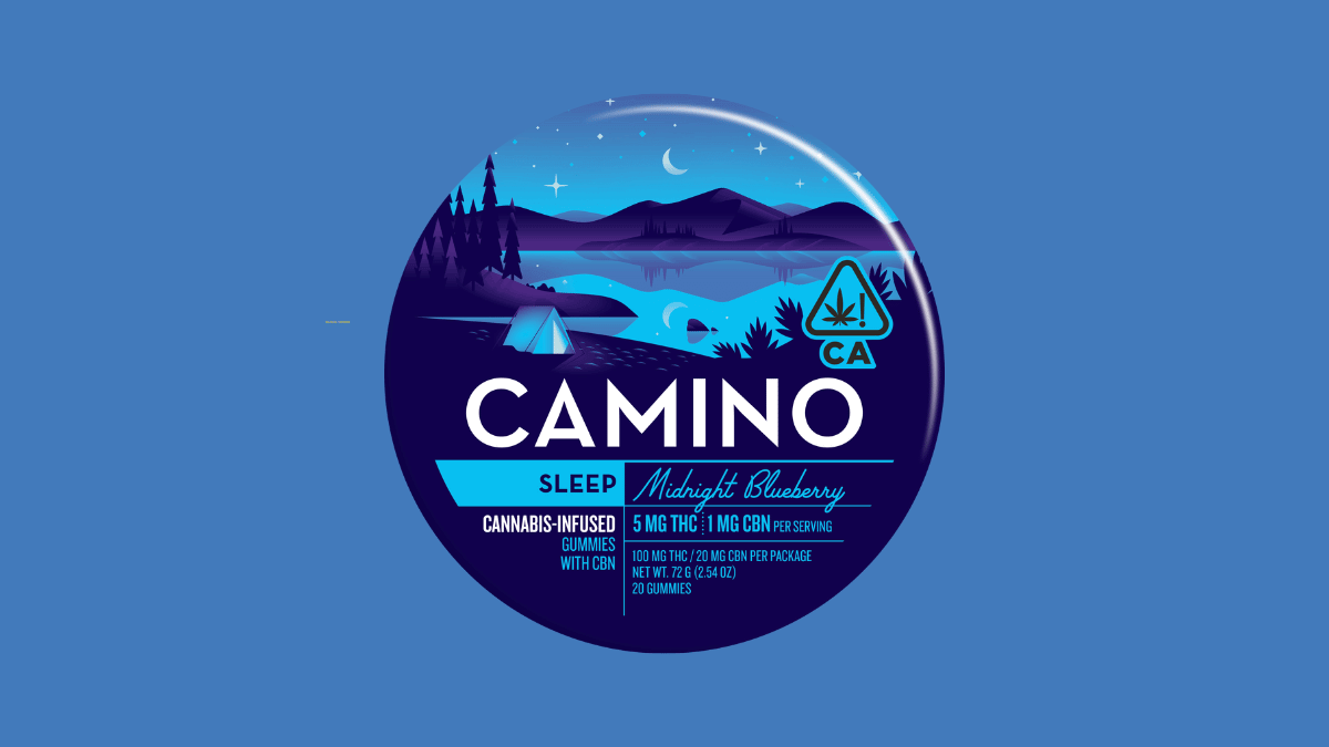Midnight Blueberry CBN Sleep Camino Gummies at Xzibit's West Coast Cannabis in Marina Del Rey. Photo by Kiva Edibles.