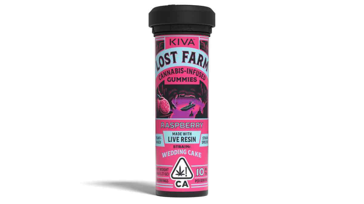 Raspberry Live Resin Lost Farm Gummies | Wedding Cake strain. Available at Xzibit's West Coast Cannabis in Marina Del Rey.