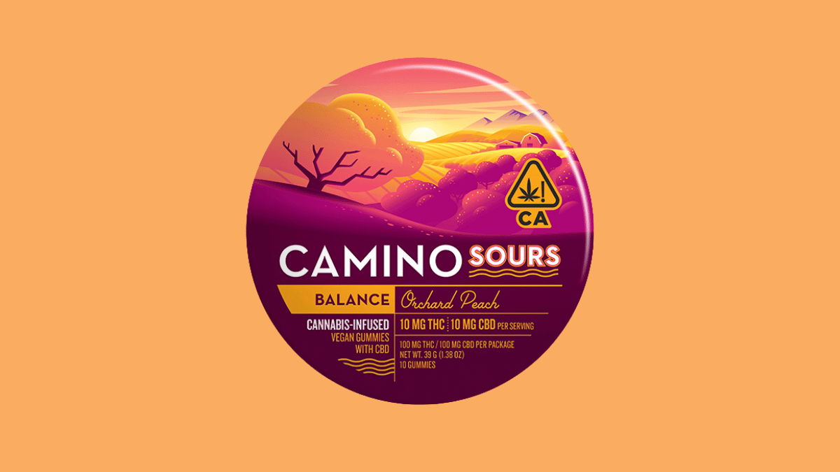 Sour Orchard Peach Camino Gummies from Xzibit's West Coast Cannabis. Photo by Kiva Edibles.