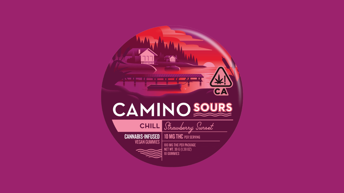 Sour Strawberry Sunset Camino Gummies at Xzibit's West Coast Cannabis in Marina Del Rey.