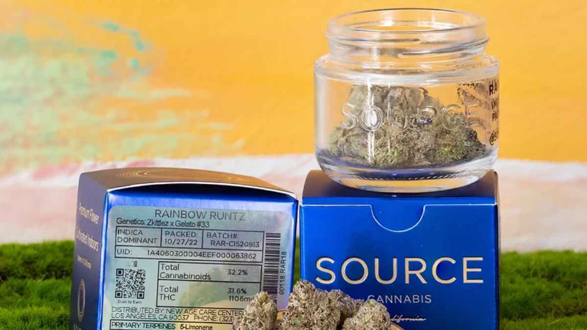 8th of the Rainbow Runtz strain from Source, a cross of Zkittlez strain and Do Si Dos strain in Marina del Rey Dispensary.