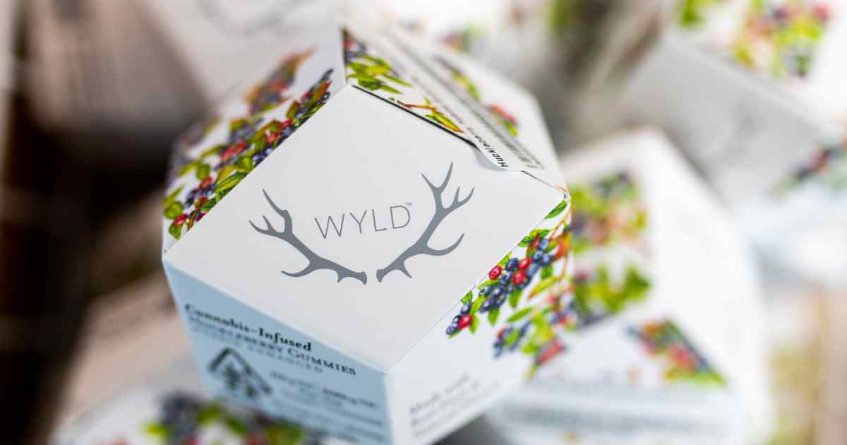 Huckleberry Wyld Gummies, a very popular type of THC gummies, on display in Marina Del Rey Dispensary.